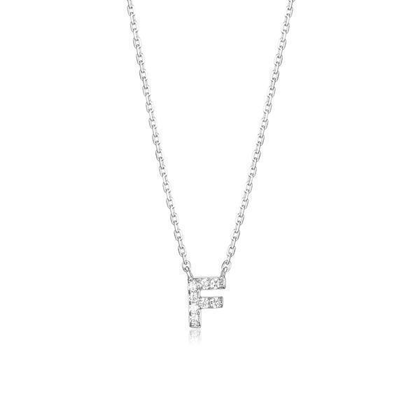 Diamondlite Cubic Zirconia Mini Initial F Necklace - Silver