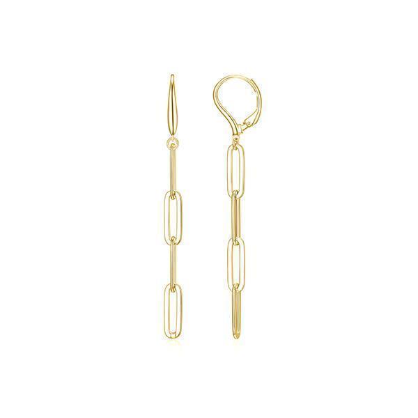 ECGS2Q094-Y Sterling Silver "PAPERCLIP" 4.5mm Link Dangle Earrings - Gold