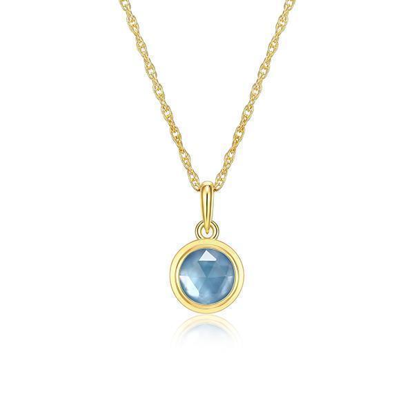 Celebration Gems 6mm White Crystal & Blue Shell Double North Star MAR Birthstone Necklace - Gold