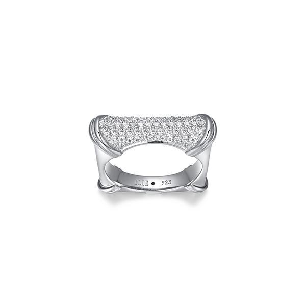RR4LAGT00-W-8 Sterling Silver BAMBOO 5mm Wide Cubic Zirconia Ring Size 8