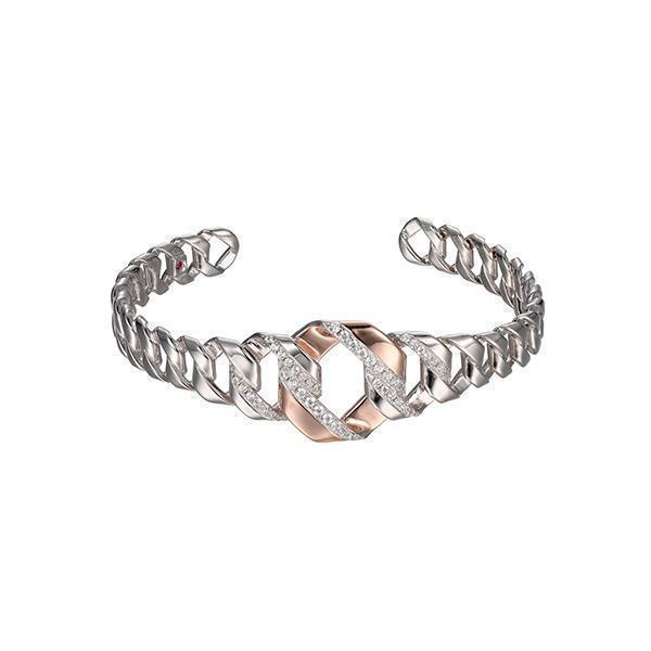 BR1LAGP-2T "Lattice" Intertwined Open Cuff with Cubic Zirconia