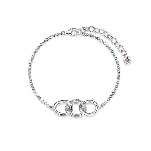 BR1LAKQ-W "Caramel" Interlocking Oval Link with Pave Cubic Zirconia Bracelet