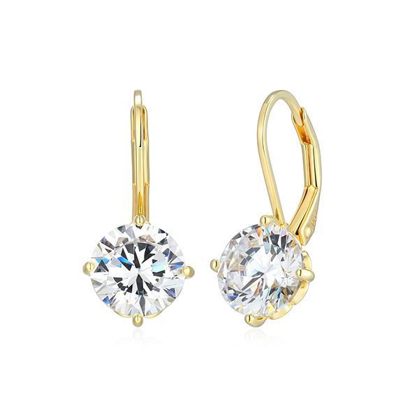 E32AN5800-Y Sterling Silver 8mm Round Diamondlite Cubic Zirconia Leverback Earrings