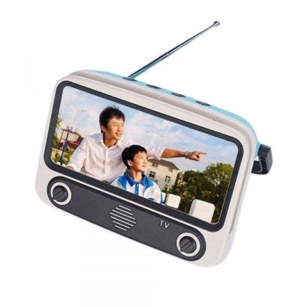 Portable TV Phone Holder Design, Radio, Stereo - Display Screen is your Phone KIKMTV300S for Universal Cell Phone And Bluetooth Device - Blue