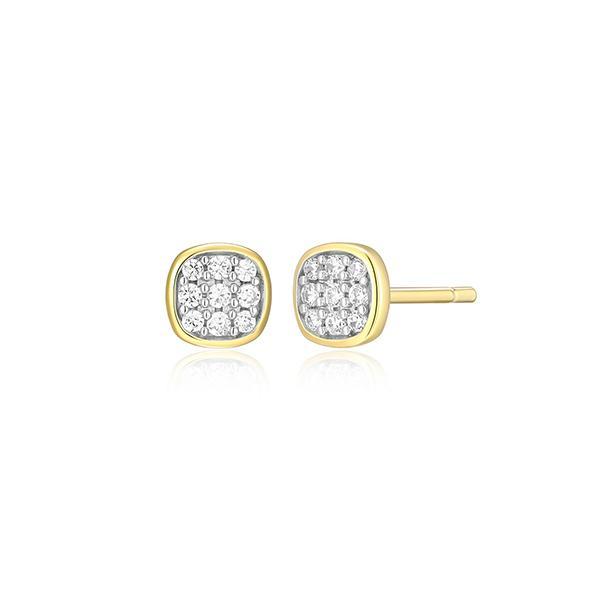 CJ Monte sterling silver lab­-created diamond pave cushion stud earrings