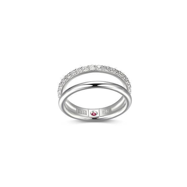 RR4LAG8-W-8 "Simpatico" 2mm Open Band with Cubic Zirconia Ring - Silver - Size 8