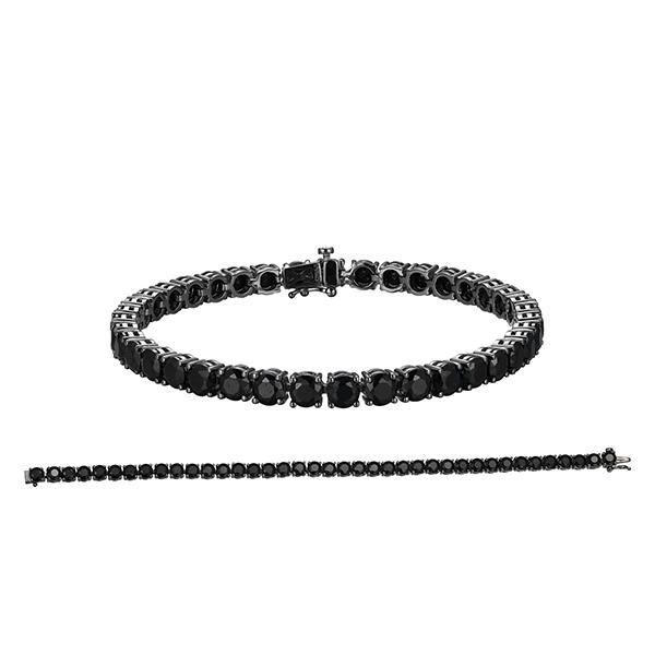 Sterling silver CJ Ethos BASIC 5mm round genuine black sapphire gun color tennis bracelet