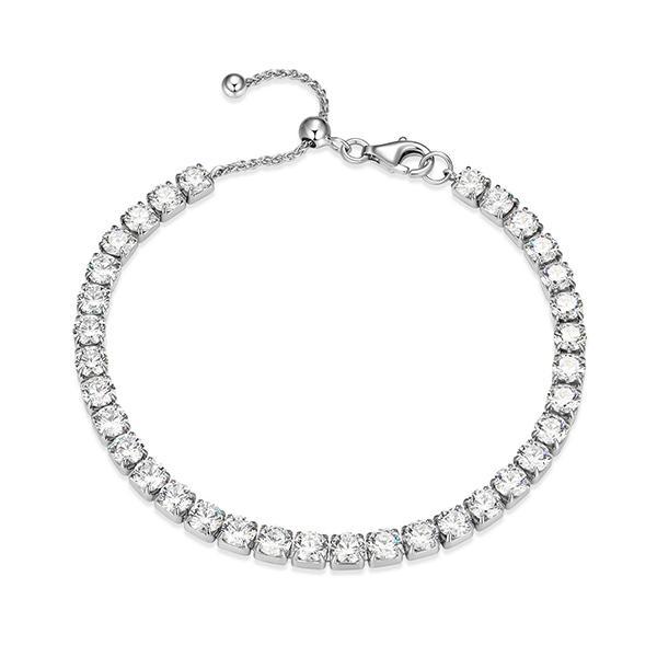 BR1ACPG00-W-8 Sterling Silver Diamondlite Cubic Zircona Round Slider Tennis Bracelet Size 8