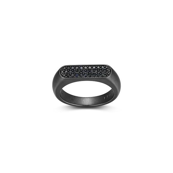 Sterling silver CJ Ethos BLACK ICE gun color and genuine black sapphire band - size 10