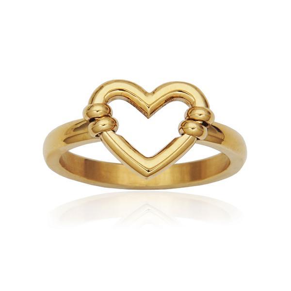 CJ STEELX Open Heart Ring Size 6 - Gold