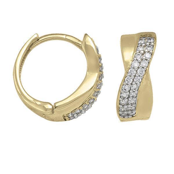 10K Gold Cubic Zirconia Round Hoop Earrings