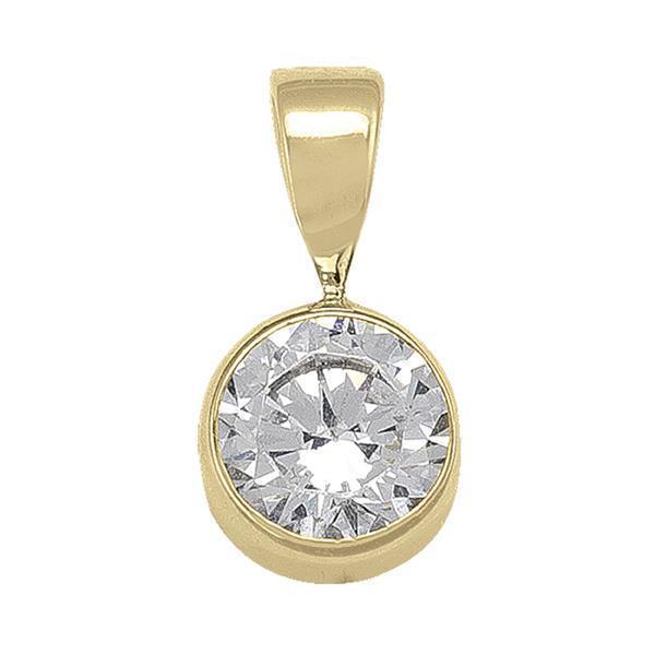 10K Gold Round Cubic Zirconia Pendant - 1.0gm - 10KY