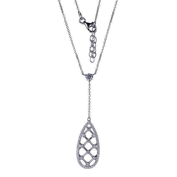 Diamondlite Cubic Zirconia Teardrop Lattice Necklace in Silver