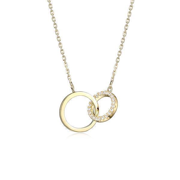 Diamondlite Cubic Zirconia Double Circle Hug Necklace - Gold