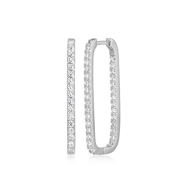 ER2APC300-W Sterling Silver Diamondlite Cubic Zirconia Elongated Link Earrings