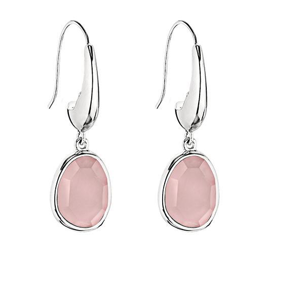 ER2LBHA32-W Sterling Silver Rose Quartz Fishhook Earring