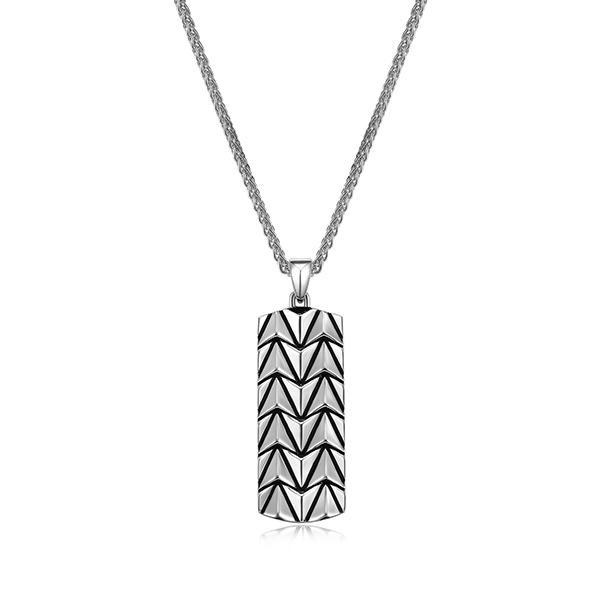 Sterling silver CJ Ethos CHEVRON black dog tag necklace