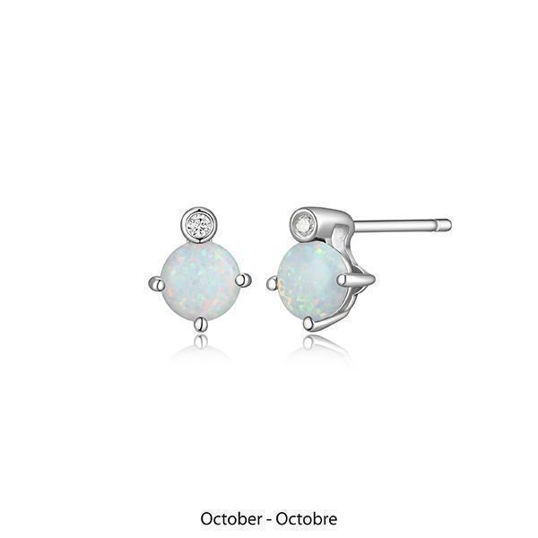 ER2LCQ9-OCT "Birthstone" October (Opal) and Lab Grown Diamond Earrings