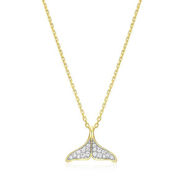 CJ Monte sterling silver lab­-created diamond whale tail necklace