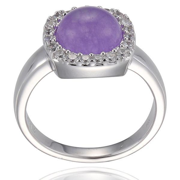 RR4L89997-W-9 Sterling Silver Dyed Purple Quartz Ring Size 9