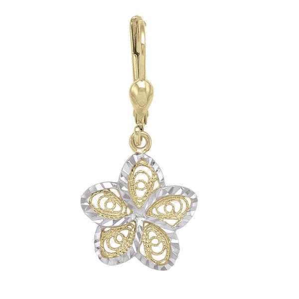 10K Gold and Silver Flower Shape Fashion Drop Earrings