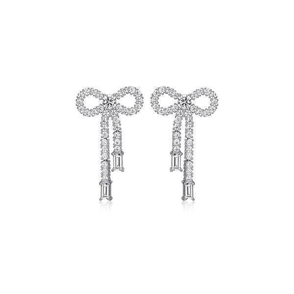 Diamondlite Cubic Zirconia Petite Bow Earrings - Silver