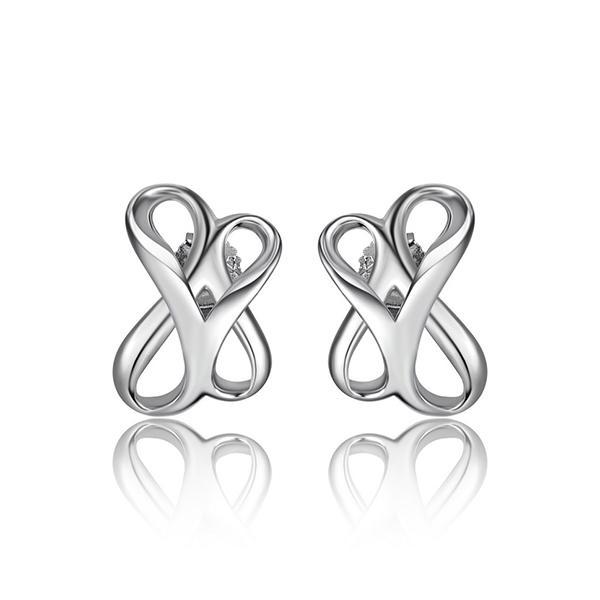 ER2LCAU96-W Sterling Silver INFINITE Double Infinity Stud Earrings