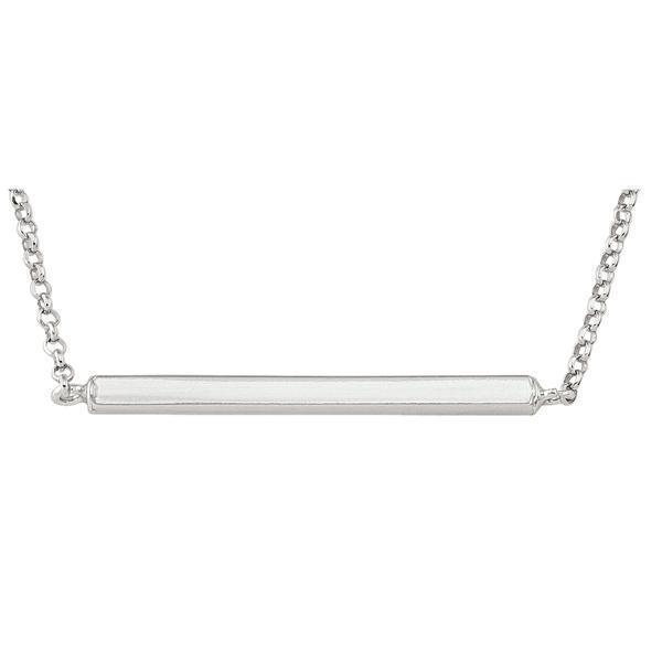 Sterling Silver Fashion Necklace with Pendant - Silver bar