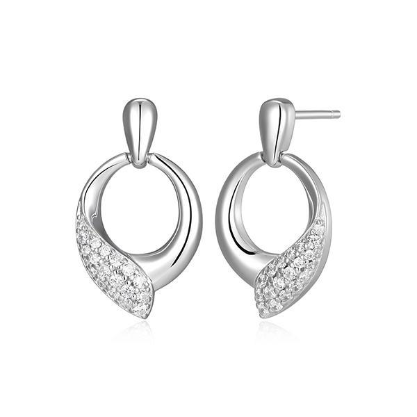 ER2LCUF00-W Sterling Silver AMOUR Cubic Zirconia Hug Circle Stud Earrings