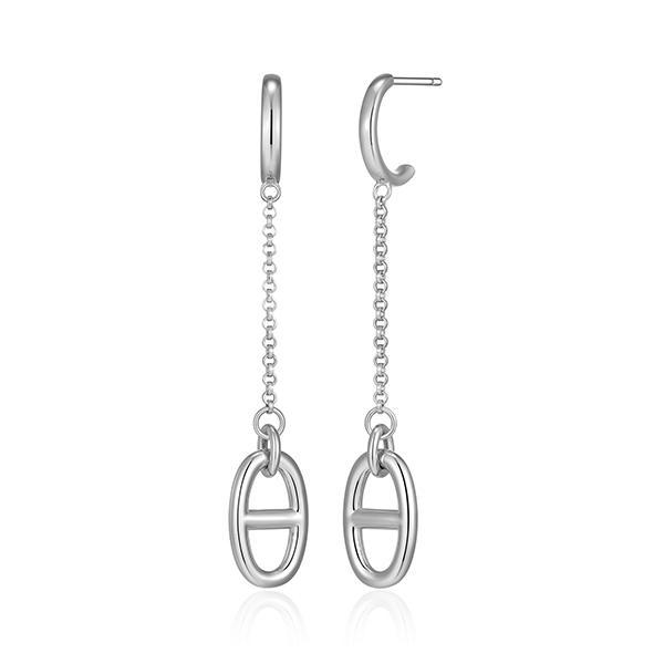 ER2AWALA0-W Sterling Silver Marine Link Chain Drop Earrings