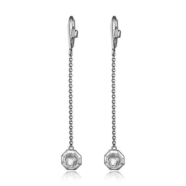 ER2LC9CCF-W Sterling Silver Genuine Clear Quartz Leverback Earrings