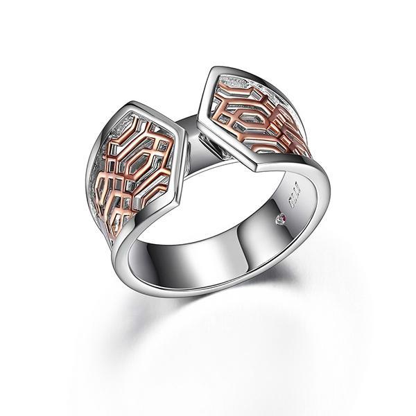 RR4LA7TA0-2T-6 Sterling Silver Spear Two Tone Spear Ring Size 6