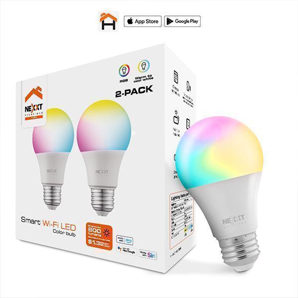 NHB-C110 2PK Smart Home Indoor Wifi RGB & White LED Light Bulb (2 Pack) 100V