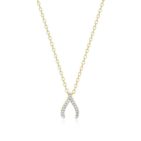 CJ Monte sterling silver lab­-created diamond wishbone necklace