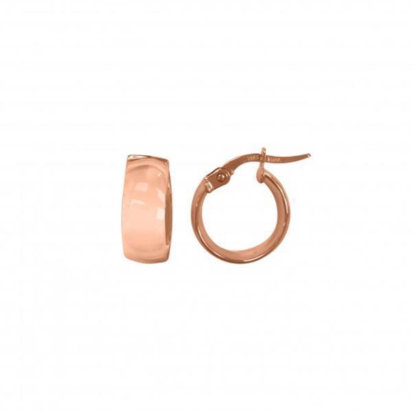 14K Pink Gold Domed Hoop Earrings - 1.3 gm