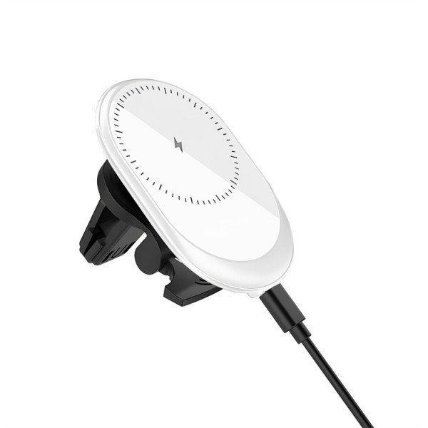 Magnetic Magsafe Wireless Charging Air Vent Car Mount Phone Holder for iPhone Magsafe Cases for Universal Cell Phone with Magsafe Built-In - White
