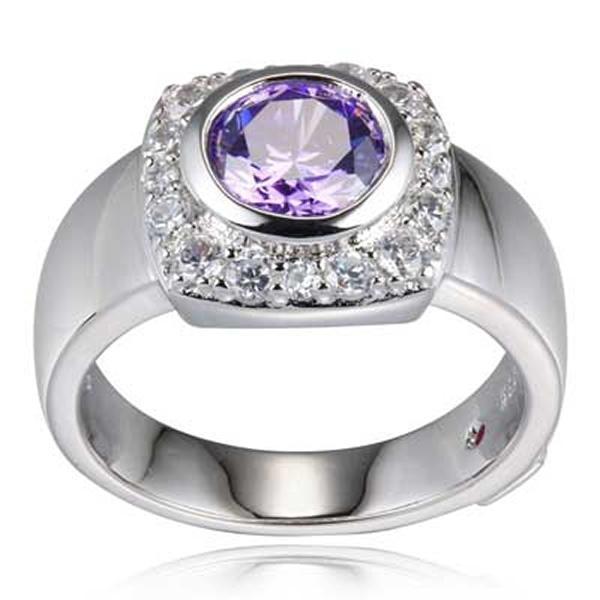 RR4L86124-W-8 Sterling Silver RADIANCE Purple Cubic Zirconia Ring Size 8