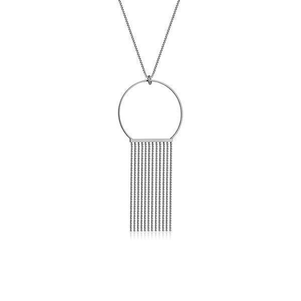 CJ Steelx Large Skyfall Fringe Necklace - Silver