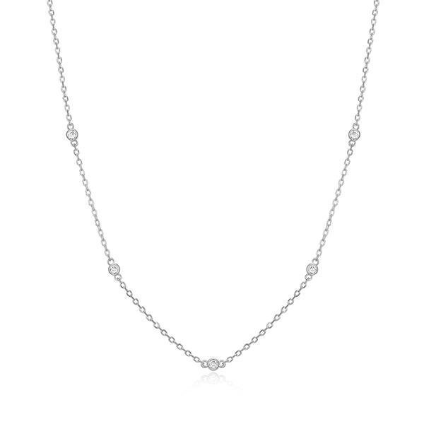 CJ Monte sterling silver lab­created diamond 5­stone station necklace
