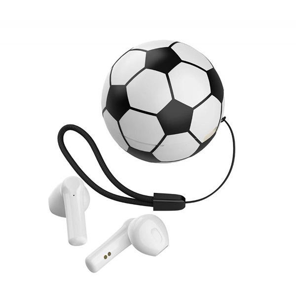 TWS Bluetooth Earphones: Soccer Ball - Football Design, Wireless Sport Earbuds, OEM Gift KIT38 for Universal Cell Phone And Bluetooth Device - Black