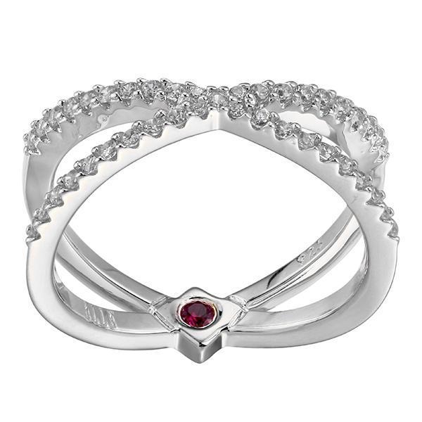 RR4LA4300-W-8 Sterling Silver Thin Cubic Zirconia CroSterling Silver over Ring Size 8