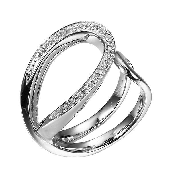 RR4LA8N00-W-7 Sterling Silver Cubic Zirconia Open Ribbon Ring Size 7