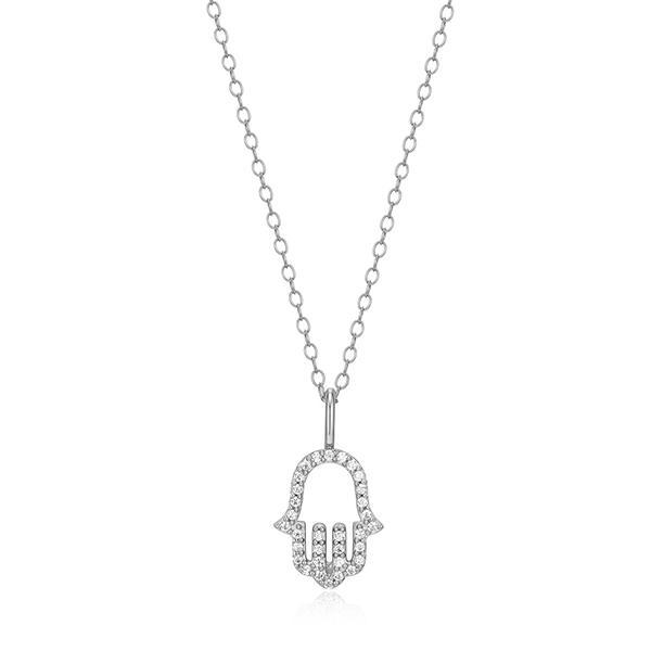 CJ Monte sterling silver lab­created diamond hamsa necklace