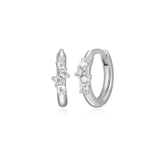 CJ Monte sterling silver lab­-created diamond 10mm scattered stone huggie earrings