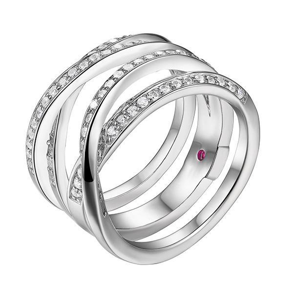 RR4L91000-W-7 Sterling Silver Wide CroSterling Silver Over Wrap Cubic Zirconia Ring Size 7