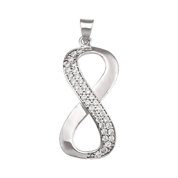 10K White Gold CZ Fashion Pendant - Infinite Love