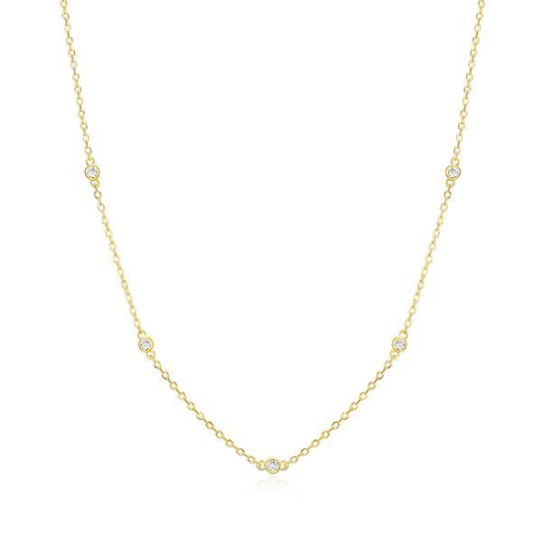 CJ Monte sterling silver lab­created diamond 5­stone station necklace
