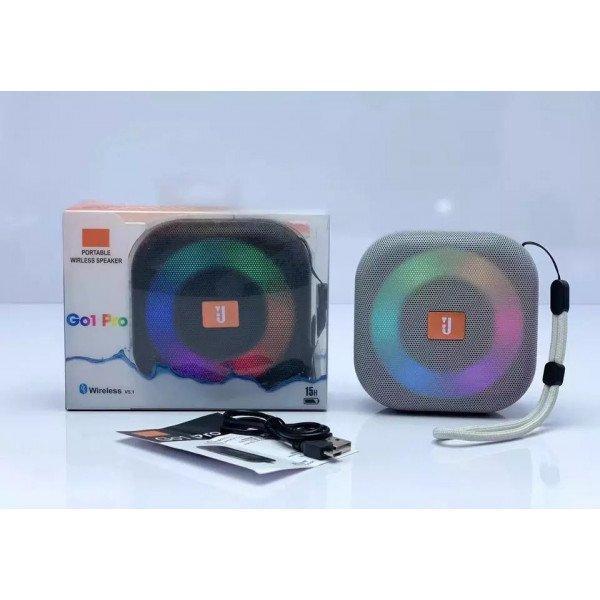 LED Ring Light Pocket Size Portable Bluetooth Wireless Speaker with Carrying Strap KIGO1PRO for Universal Cell Phone And Bluetooth Device - Gray