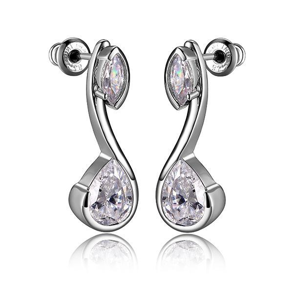 ER2LC4500-W Sterling Silver Cubic Zirconia Bypass Front and Back Jacket Earrings