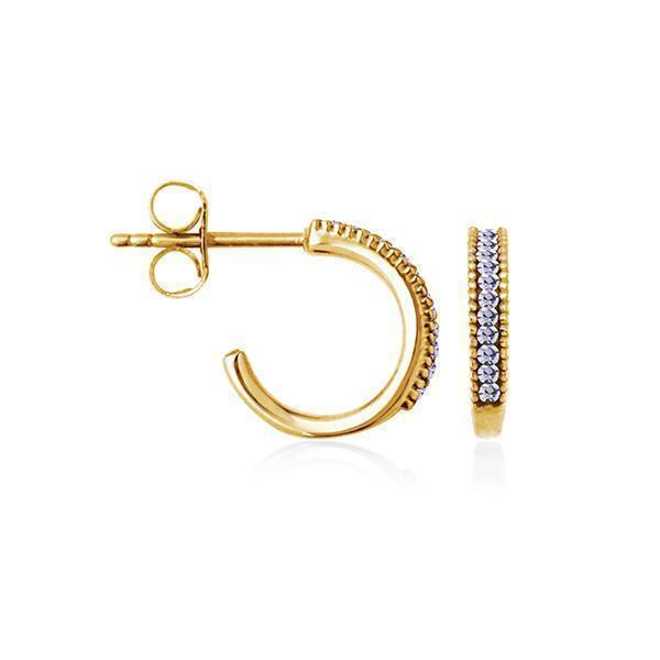 CJ Steelx "June" Violet Crystal Huggie Hoop Earrings - Violet